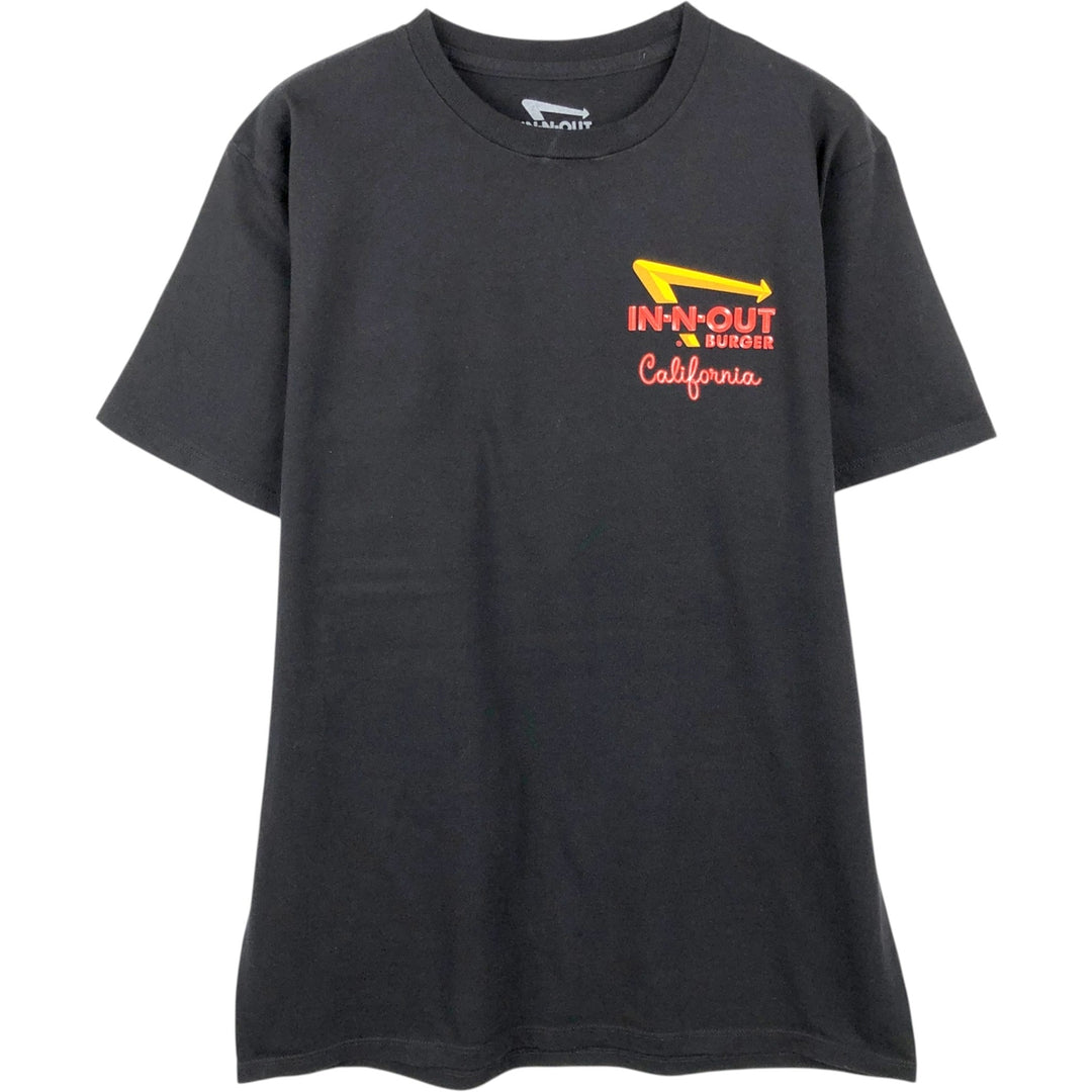 In-N-Out Burger Advertising T-Shirt, Made in USA, Men's Size M (approx.) cotton black type Vintage Second Hand