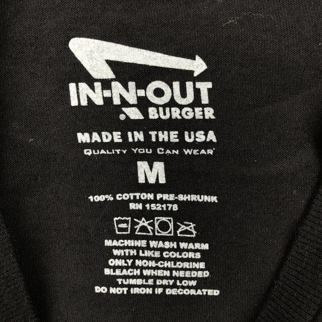 In-N-Out Burger Advertising T-Shirt, Made in USA, Men's Size M (approx.) cotton black type Vintage Second Hand