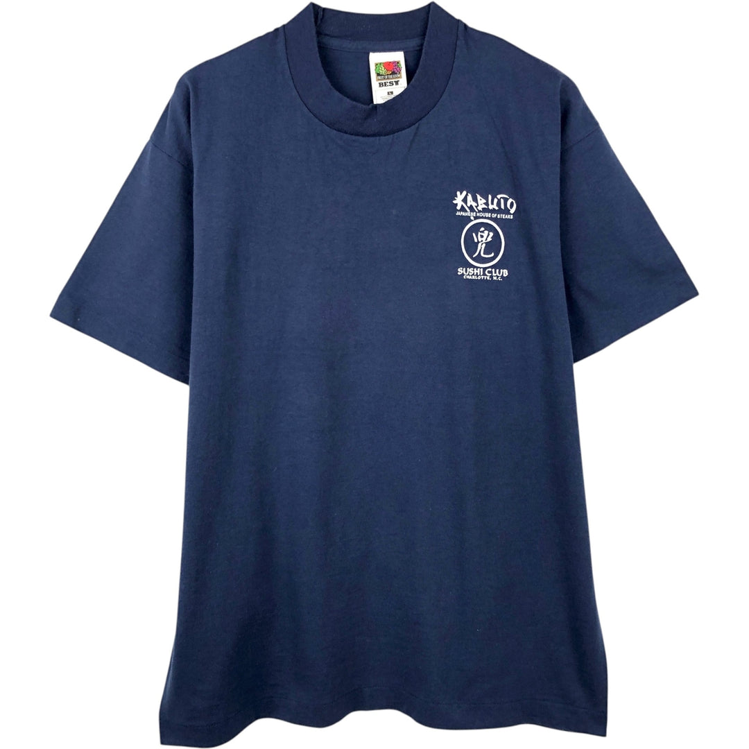 2000'S Fruit of the Loom KABUTO Advertising T-shirt, Men's Size L (approx.) cotton navy blue type Vintage Second Hand