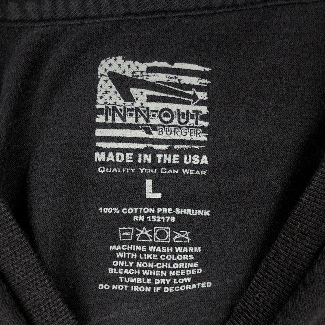 IN-N-OUT BURGER In-N-Out Burger Advertising T-shirt Made in USA Men's L size cotton black type Vintage Second Hand
