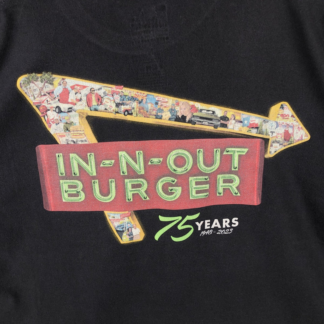 IN-N-OUT BURGER In-N-Out Burger Advertising T-shirt Made in USA Men's L size cotton black type Vintage Second Hand