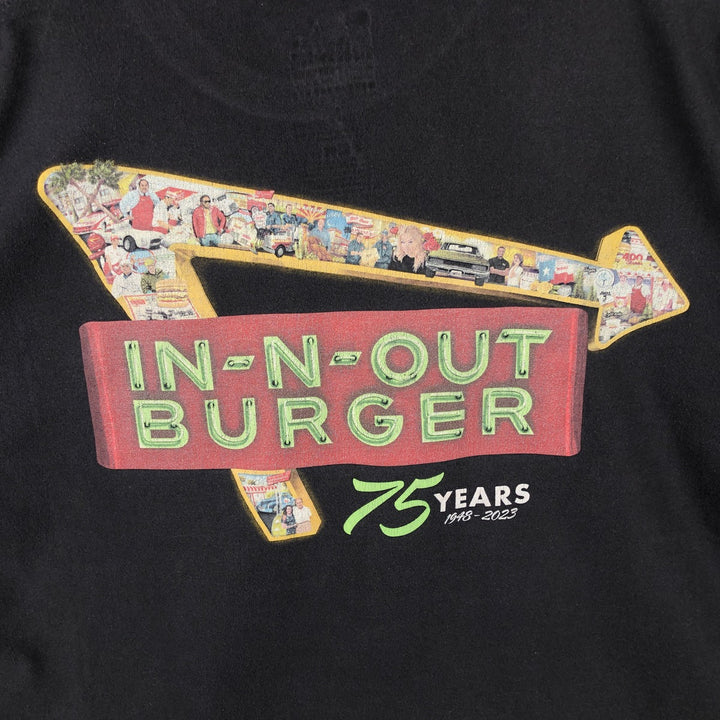 IN-N-OUT BURGER In-N-Out Burger Advertising T-shirt Made in USA Men's L size cotton black type Vintage Second Hand