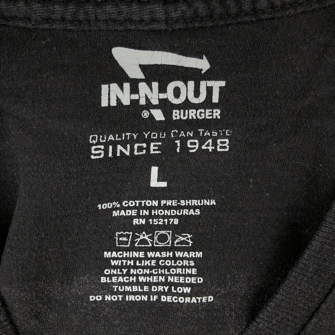 IN-N-OUT BURGER In-and-Out Burger Advertising T-shirt, Men's L size cotton black type Vintage Second Hand
