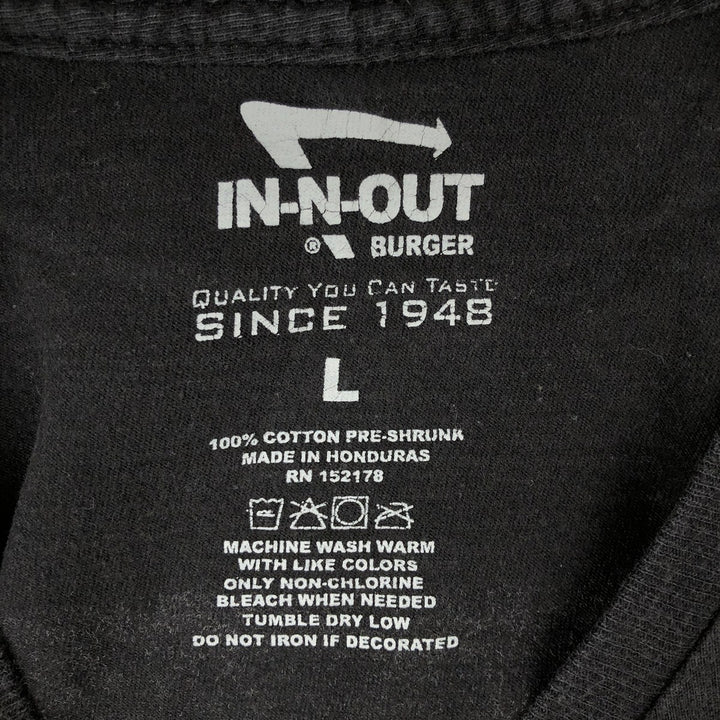 IN-N-OUT BURGER In-and-Out Burger Advertising T-shirt, Men's L size cotton black type Vintage Second Hand