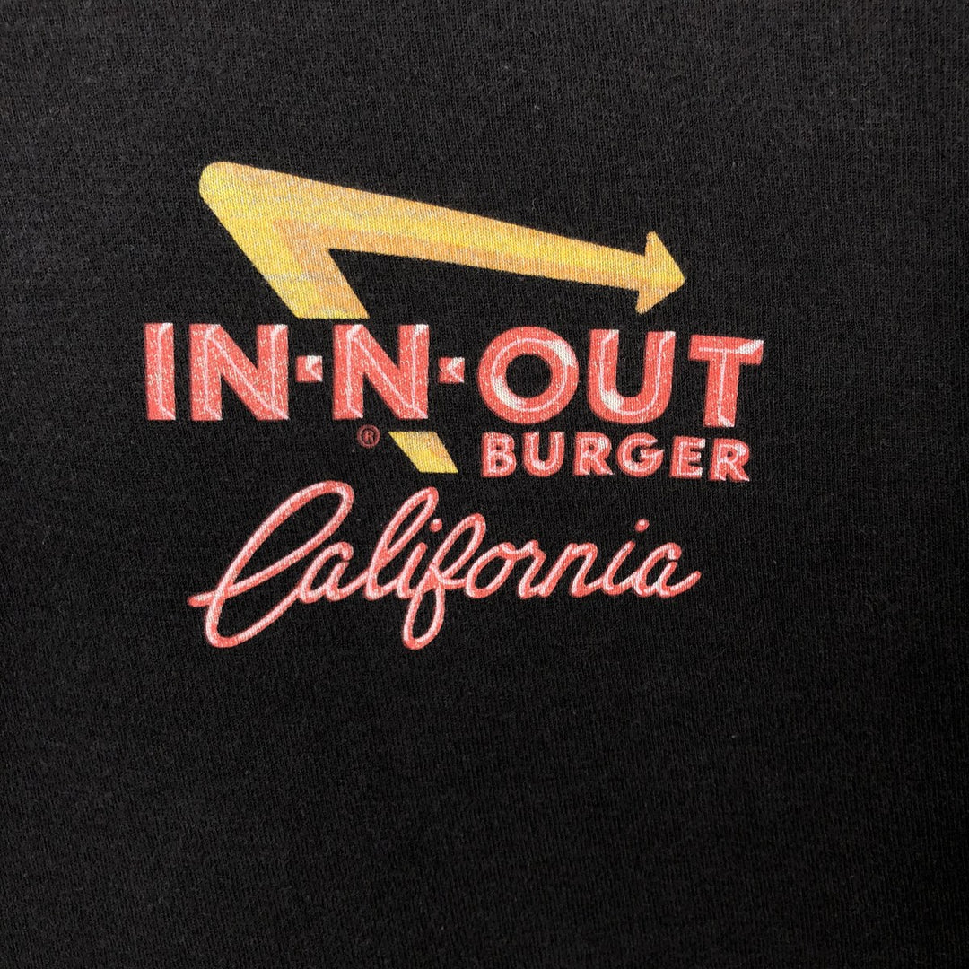 IN-N-OUT BURGER In-and-Out Burger Advertising T-shirt, Men's L size cotton black type Vintage Second Hand
