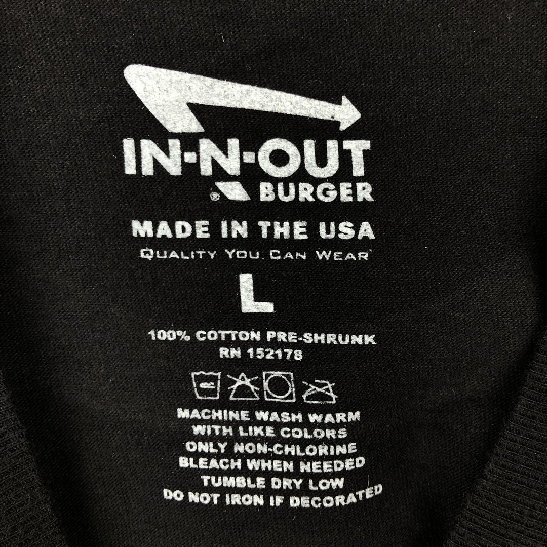 IN-N-OUT BURGER In-N-Out Burger Advertising T-shirt Made in USA Men's L size cotton black type Vintage Second Hand