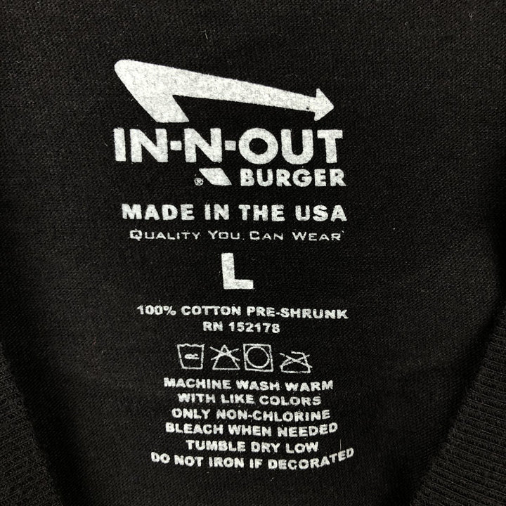 IN-N-OUT BURGER In-N-Out Burger Advertising T-shirt Made in USA Men's L size cotton black type Vintage Second Hand