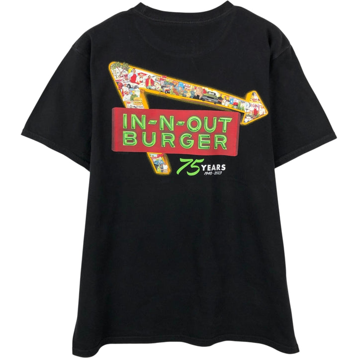 IN-N-OUT BURGER In-N-Out Burger Advertising T-shirt Made in USA Men's L size cotton black type Vintage Second Hand