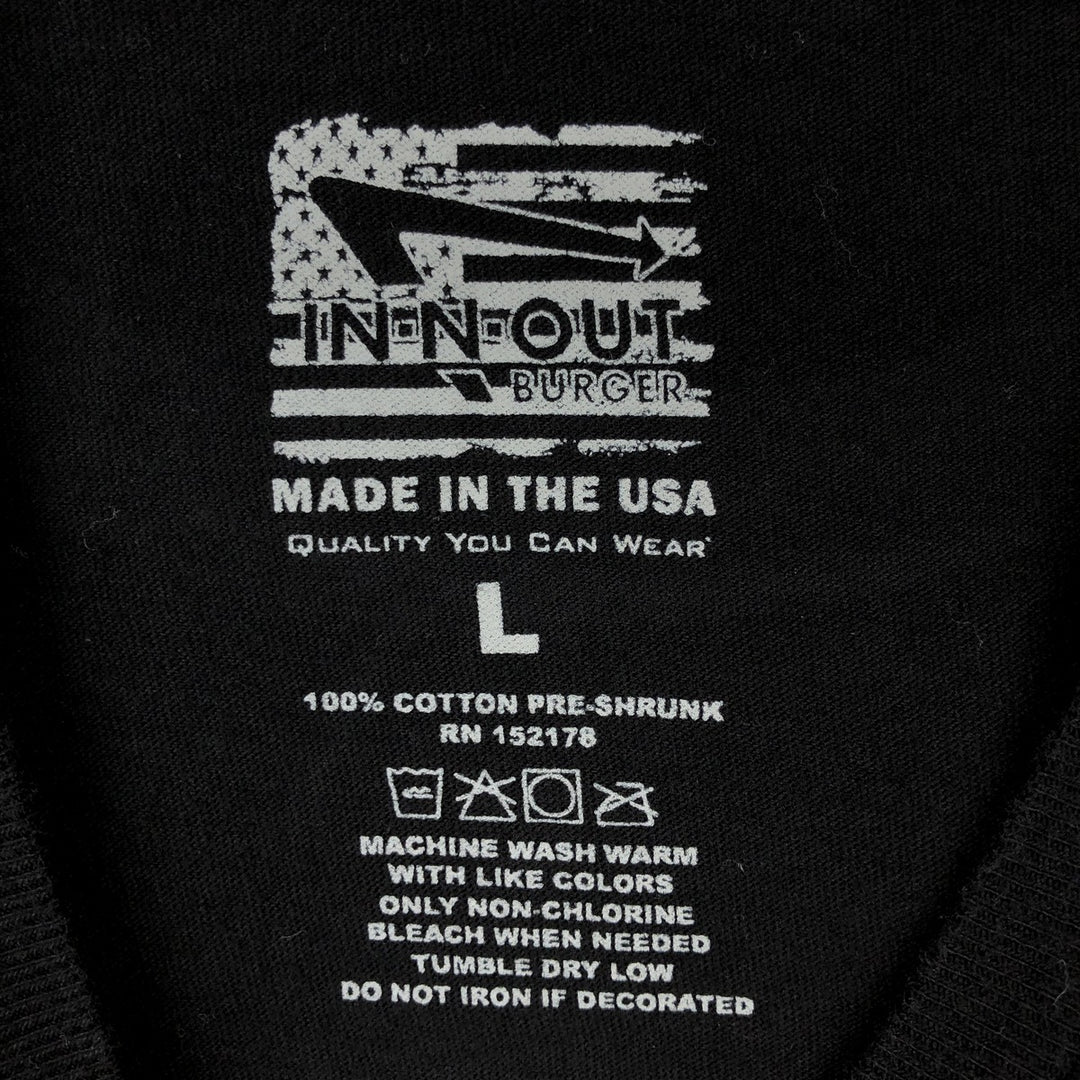 IN-N-OUT BURGER In-N-Out Burger Advertising T-shirt Made in USA Men's L size cotton black type Vintage Second Hand