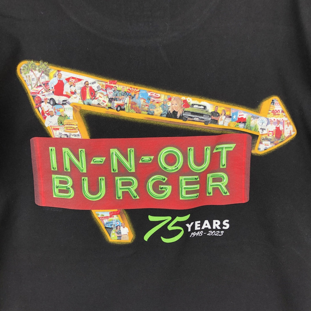 IN-N-OUT BURGER In-N-Out Burger Advertising T-shirt Made in USA Men's L size cotton black type Vintage Second Hand