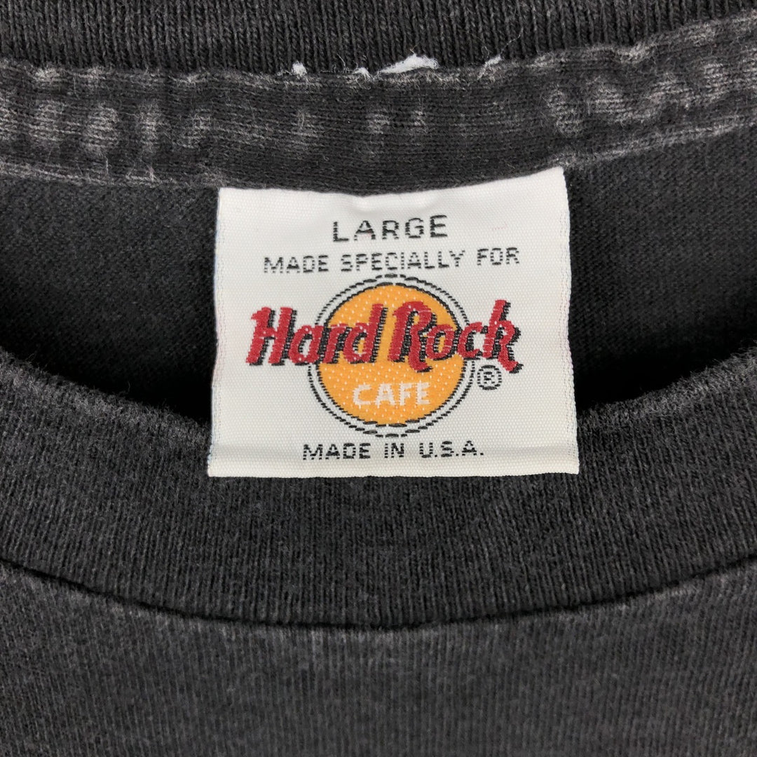 HARD ROCK CAFE Hard Rock Cafe Advertising T-shirt Made in USA Men's L size cotton black type Vintage Second Hand