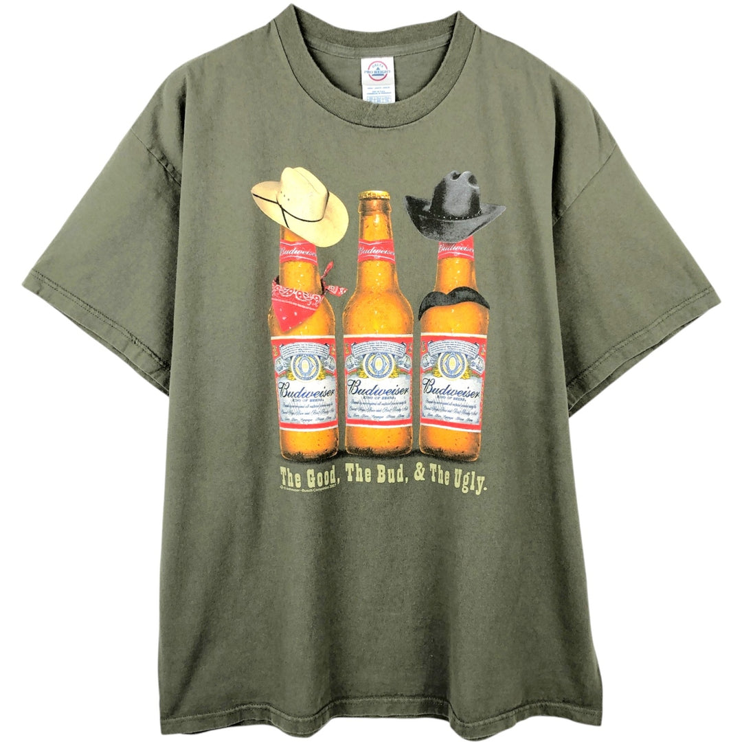 2000'S Delta Budweiser Advertising T-Shirt, Men's Size XL (approx.) cotton Khaki type Vintage Second Hand