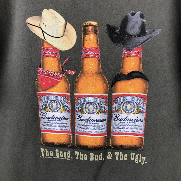 2000'S Delta Budweiser Advertising T-Shirt, Men's Size XL (approx.) cotton Khaki type Vintage Second Hand