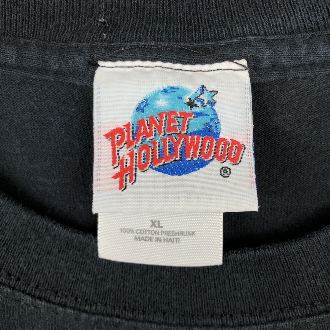 90'S PLANET HOLLYWOOD Advertising T-Shirt, Men's XL equivalent, Vintage cotton black type Vintage Second Hand