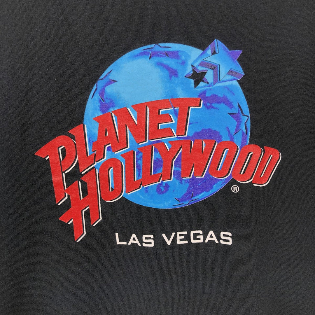 90'S PLANET HOLLYWOOD Advertising T-Shirt, Men's XL equivalent, Vintage cotton black type Vintage Second Hand