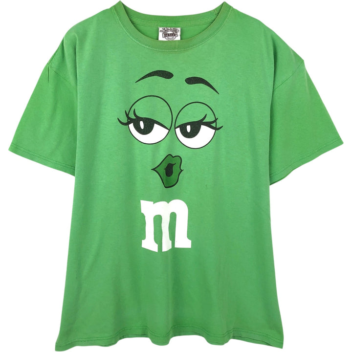 M and M's Advertising T-shirt, Men's XL equivalent. cotton green type Vintage Second Hand