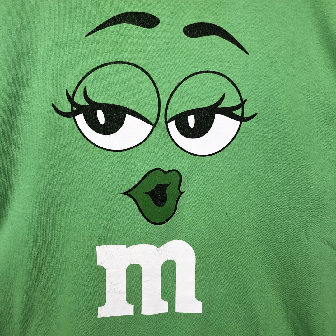 M and M's Advertising T-shirt, Men's XL equivalent. cotton green type Vintage Second Hand