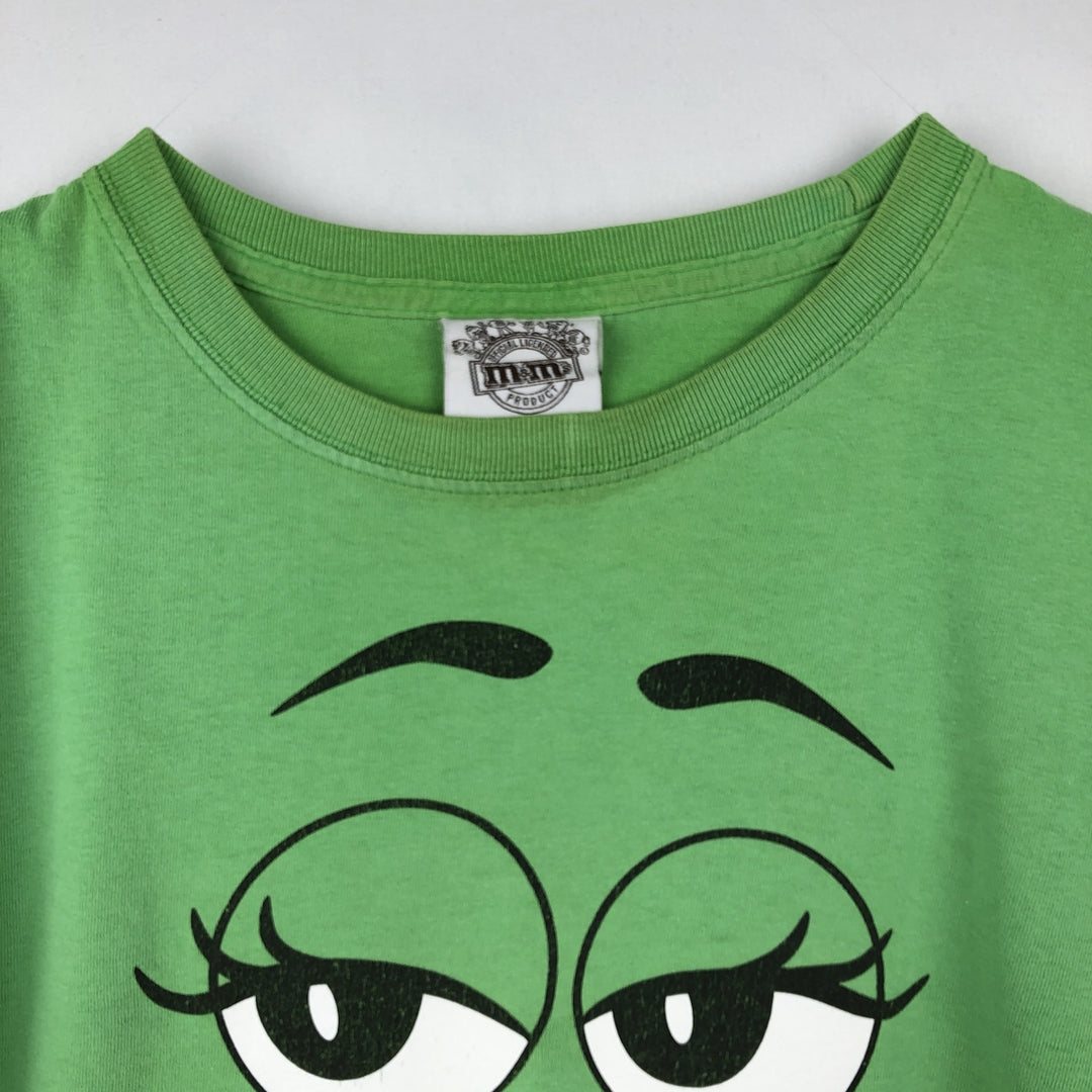 M and M's Advertising T-shirt, Men's XL equivalent. cotton green type Vintage Second Hand