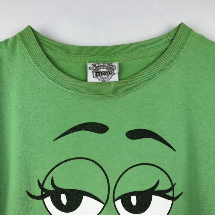 M and M's Advertising T-shirt, Men's XL equivalent. cotton green type Vintage Second Hand