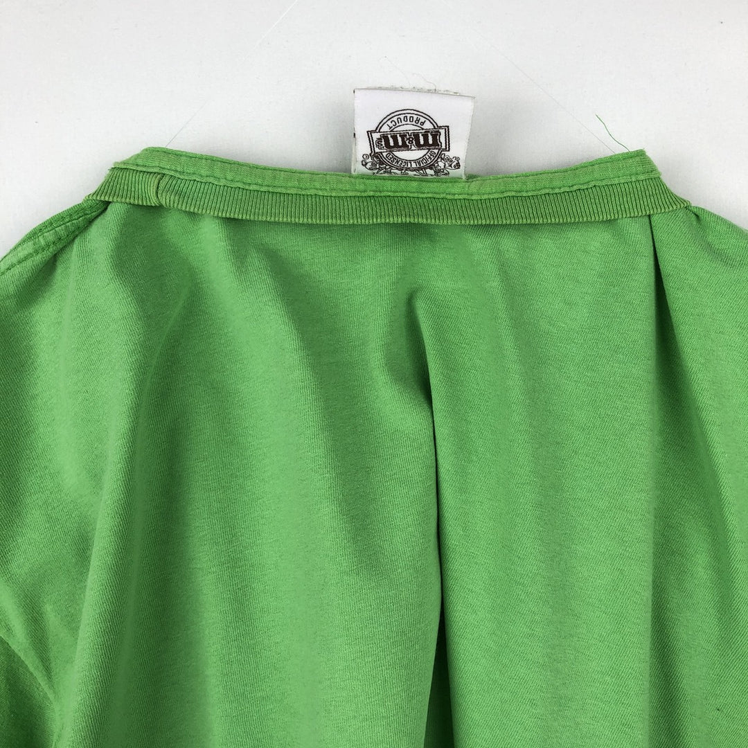M and M's Advertising T-shirt, Men's XL equivalent. cotton green type Vintage Second Hand