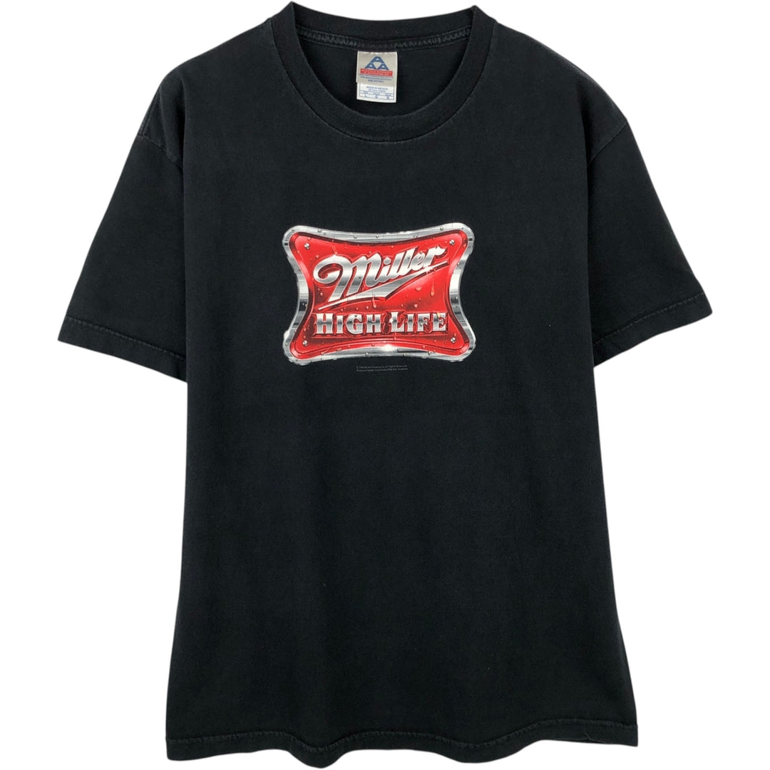 2000'S ALSTYLE Miller High Life Advertising T-shirt, Men's Size L (approx.) cotton black type Vintage Second Hand
