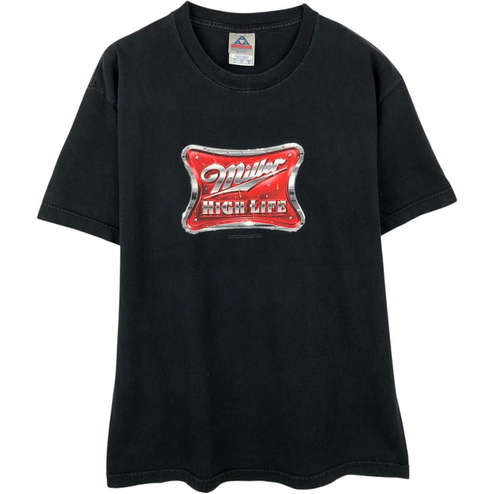 2000'S ALSTYLE Miller High Life Advertising T-shirt, Men's Size L (approx.) cotton black type Vintage Second Hand
