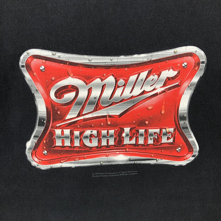 2000'S ALSTYLE Miller High Life Advertising T-shirt, Men's Size L (approx.) cotton black type Vintage Second Hand