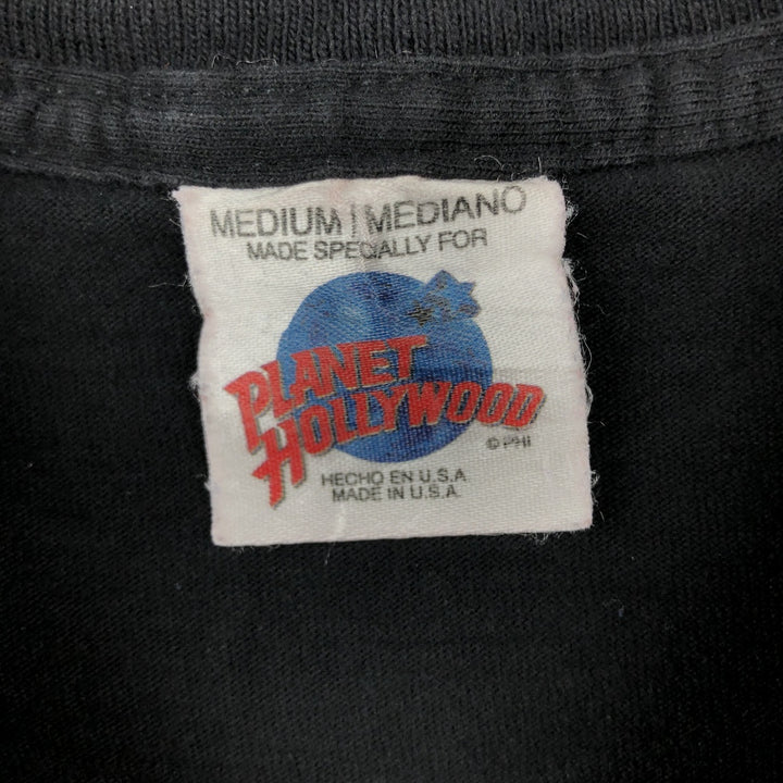 90'S PLANET HOLLYWOOD Advertising T-shirt, Made in USA, Men's M, Vintage cotton black type Vintage Second Hand