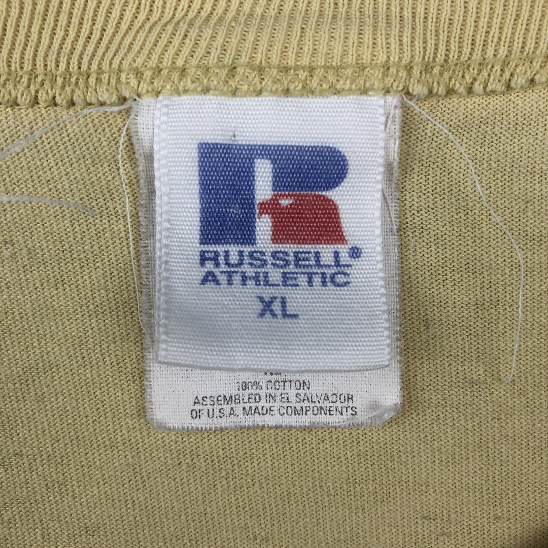90'S Russell Harry's Chocolate Shop Advertising T-Shirt, Men's Size XL (Equivalent), Vintage cotton yellow type Vintage Second Hand