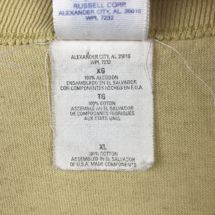 90'S Russell Harry's Chocolate Shop Advertising T-Shirt, Men's Size XL (Equivalent), Vintage cotton yellow type Vintage Second Hand