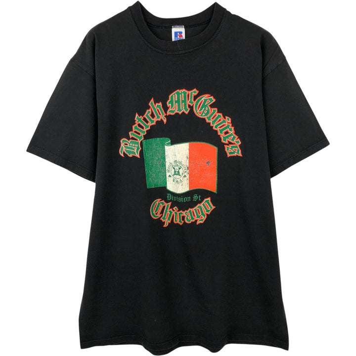 90'S Russell Butch McGuire's Advertising T-Shirt, Made in USA, Men's XL equivalent, Vintage cotton black type Vintage Second Hand