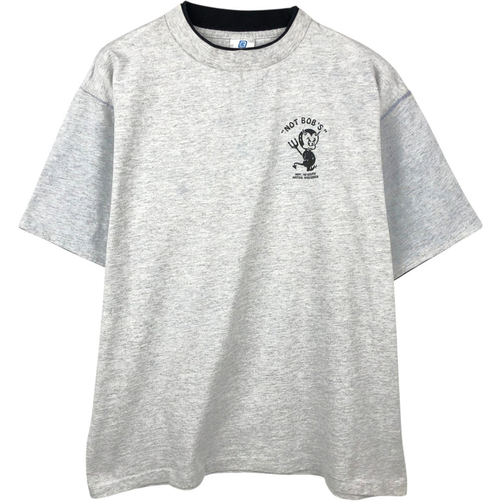 90'S BELTON NOT BOB'S advertising T-shirt, Made in USA, Men's size L equivalent, Vintage cotton gray type Vintage Second Hand