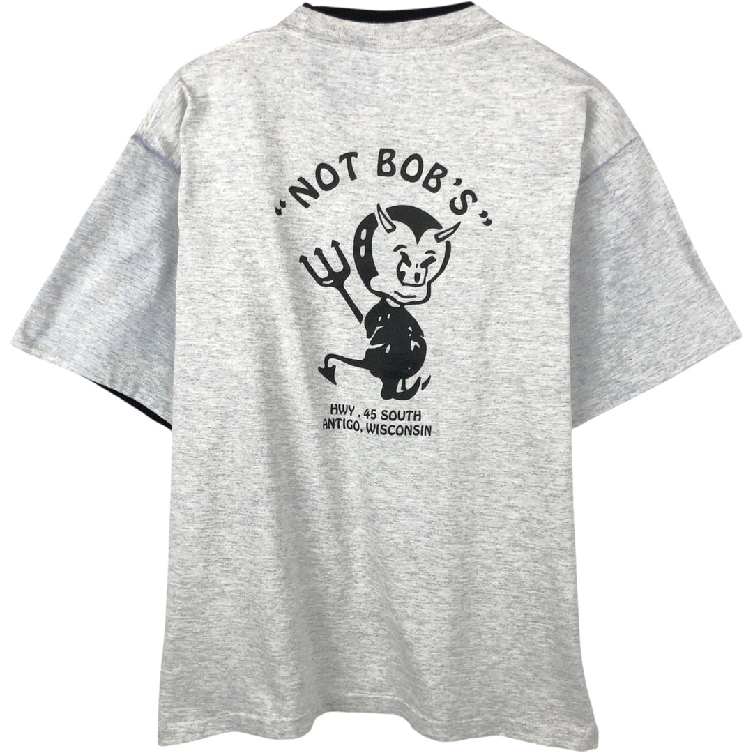 90'S BELTON NOT BOB'S advertising T-shirt, Made in USA, Men's size L equivalent, Vintage cotton gray type Vintage Second Hand