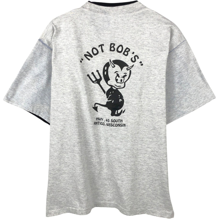 90'S BELTON NOT BOB'S advertising T-shirt, Made in USA, Men's size L equivalent, Vintage cotton gray type Vintage Second Hand