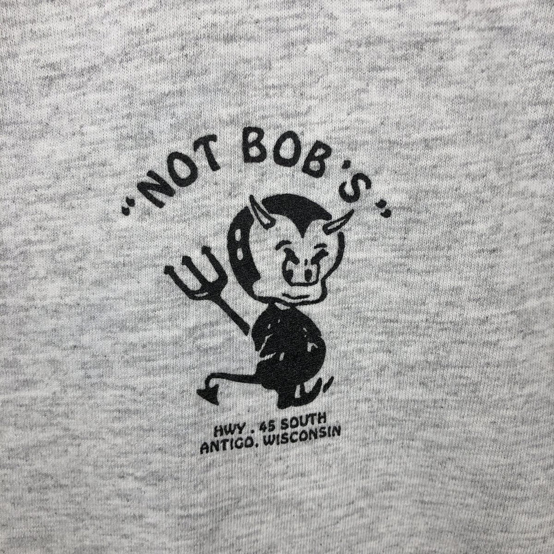 90'S BELTON NOT BOB'S advertising T-shirt, Made in USA, Men's size L equivalent, Vintage cotton gray type Vintage Second Hand