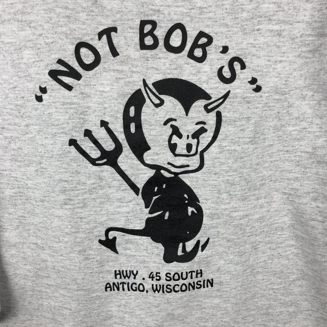 90'S BELTON NOT BOB'S advertising T-shirt, Made in USA, Men's size L equivalent, Vintage cotton gray type Vintage Second Hand
