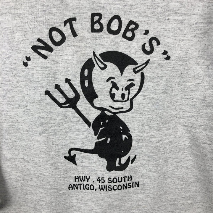 90'S BELTON NOT BOB'S advertising T-shirt, Made in USA, Men's size L equivalent, Vintage cotton gray type Vintage Second Hand