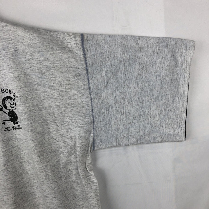 90'S BELTON NOT BOB'S advertising T-shirt, Made in USA, Men's size L equivalent, Vintage cotton gray type Vintage Second Hand