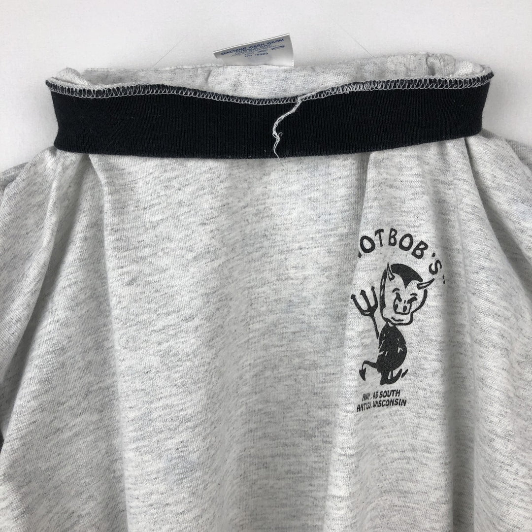 90'S BELTON NOT BOB'S advertising T-shirt, Made in USA, Men's size L equivalent, Vintage cotton gray type Vintage Second Hand