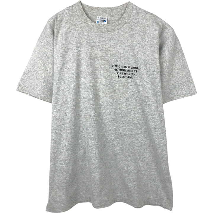 90'S Screen Stars THE GROG and GRUEL Advertising T-Shirt, Men's XL equivalent, Vintage cotton gray type Vintage Second Hand