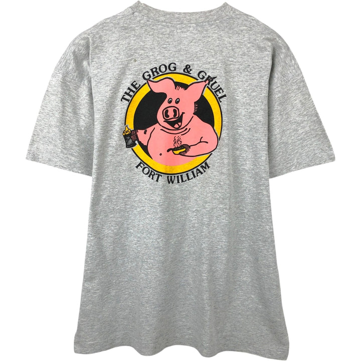 90'S Screen Stars THE GROG and GRUEL Advertising T-Shirt, Men's XL equivalent, Vintage cotton gray type Vintage Second Hand