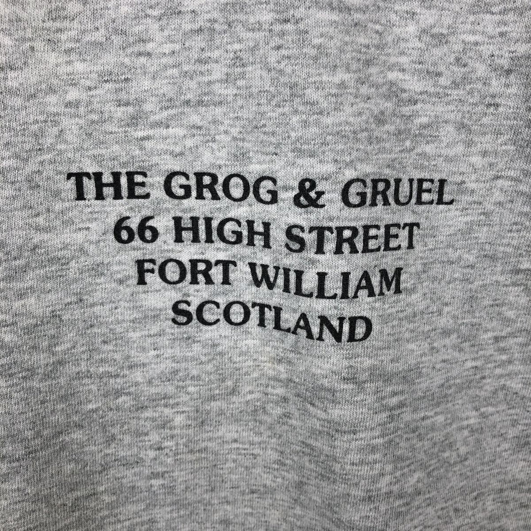 90'S Screen Stars THE GROG and GRUEL Advertising T-Shirt, Men's XL equivalent, Vintage cotton gray type Vintage Second Hand