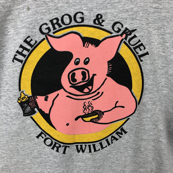 90'S Screen Stars THE GROG and GRUEL Advertising T-Shirt, Men's XL equivalent, Vintage cotton gray type Vintage Second Hand