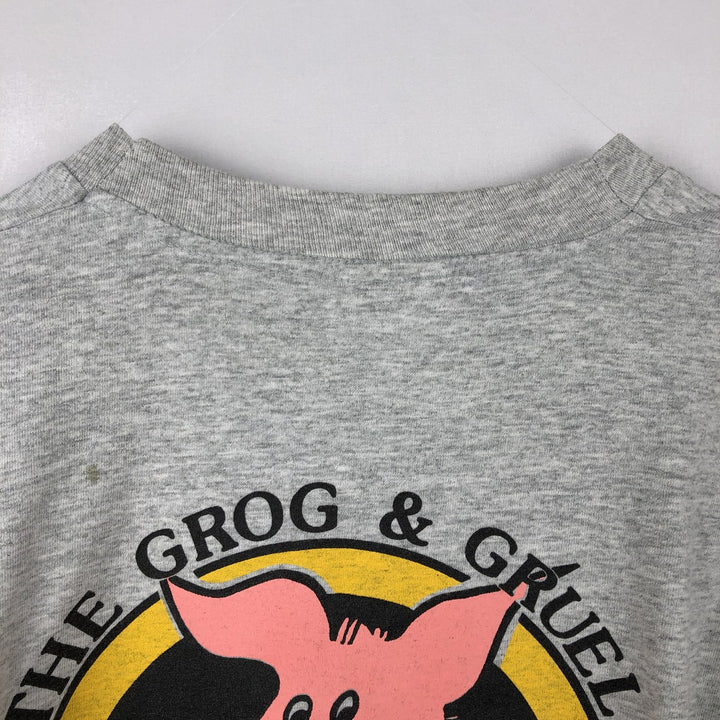 90'S Screen Stars THE GROG and GRUEL Advertising T-Shirt, Men's XL equivalent, Vintage cotton gray type Vintage Second Hand