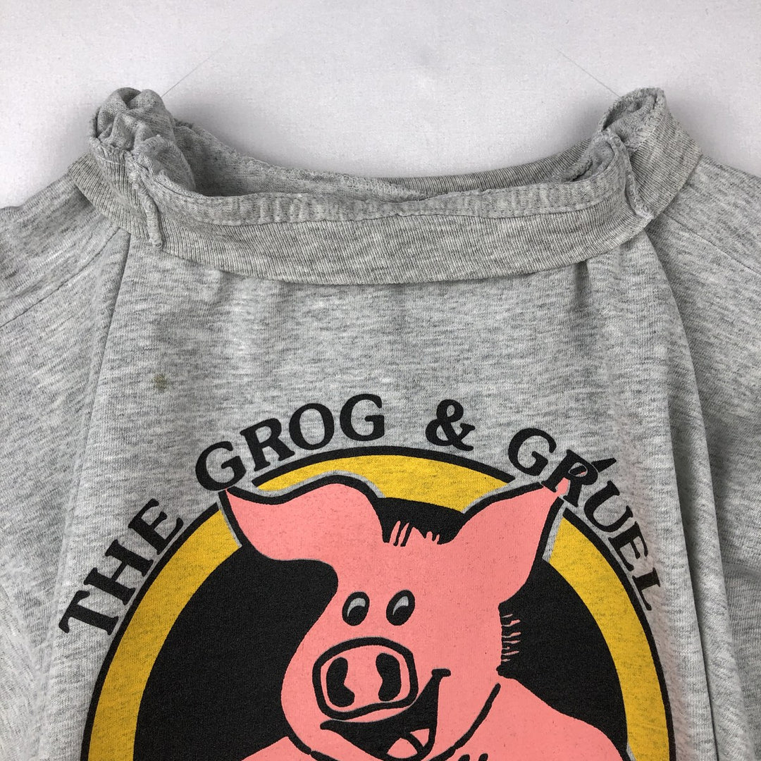 90'S Screen Stars THE GROG and GRUEL Advertising T-Shirt, Men's XL equivalent, Vintage cotton gray type Vintage Second Hand