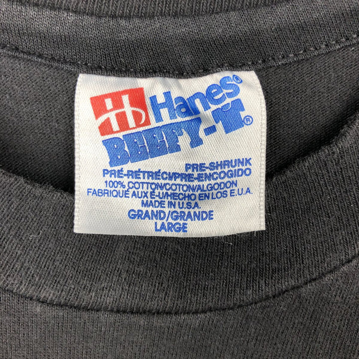 80'S Hanes BEEFY-T HOOTERS advertising T-shirt, Made in USA, Men's size L equivalent, Vintage cotton black type Vintage Second Hand