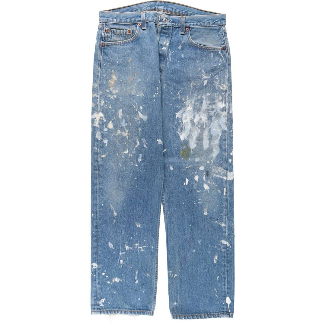 1990'S Levi's 501-0000 Painted Straight Denim Pants, Made in USA, Men's Size W34 (approx.), Vintage cotton blue type Vintage Second Hand