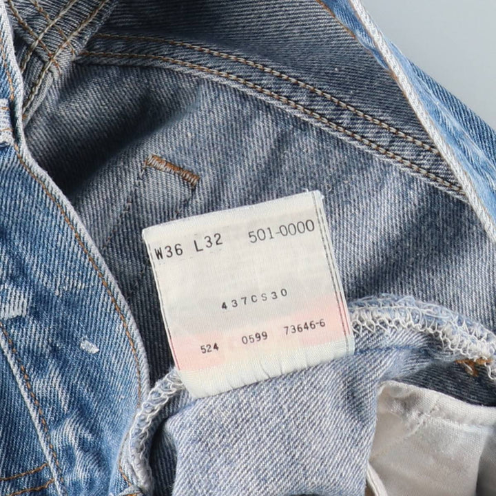 1990'S Levi's 501-0000 Painted Straight Denim Pants, Made in USA, Men's Size W34 (approx.), Vintage cotton blue type Vintage Second Hand
