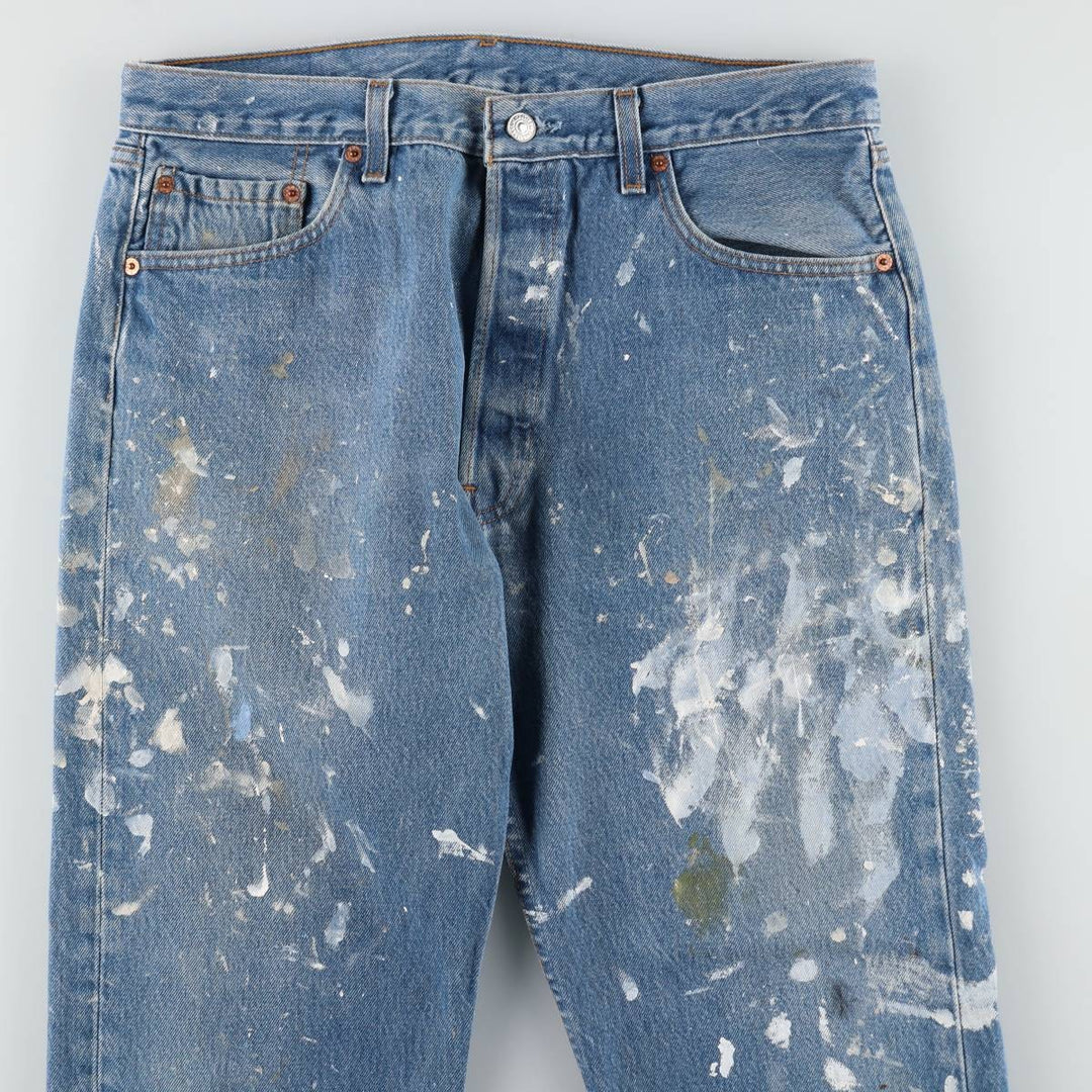 1990'S Levi's 501-0000 Painted Straight Denim Pants, Made in USA, Men's Size W34 (approx.), Vintage cotton blue type Vintage Second Hand