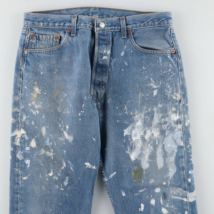 1990'S Levi's 501-0000 Painted Straight Denim Pants, Made in USA, Men's Size W34 (approx.), Vintage cotton blue type Vintage Second Hand